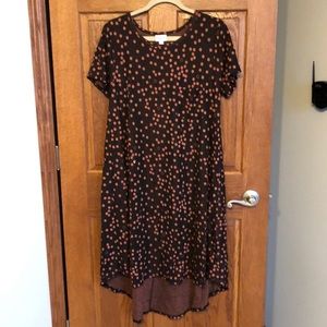 Lularoe XL Black w/Copper Polka Dots Carly NWOT